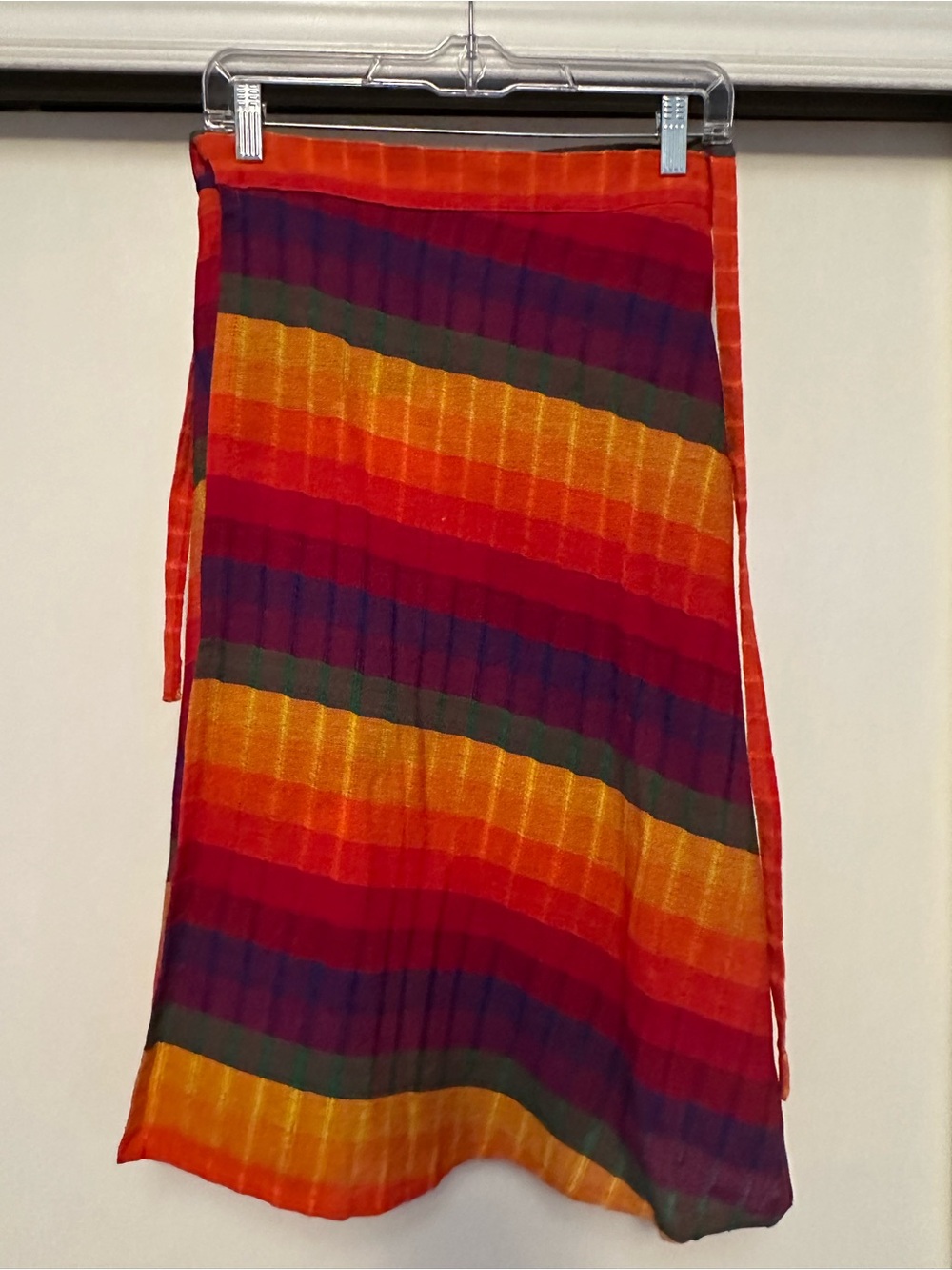 Bright Multicolor Striped Wrap Skirt - Orange & Red
